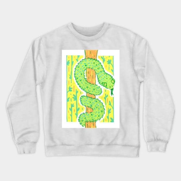 Green African Bush Viper on a Tree in Acrylic Crewneck Sweatshirt by narwhalwall